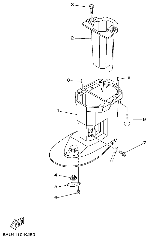 Yamaha 9JMH, 9JE UPPER CASING parts diagram
